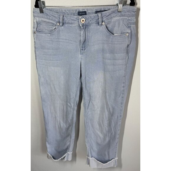 J.Jill Denim Authentic Fit Cropped Jeans Womens 10 Petite Light Wash Folded Hem - Picture 1 of 11